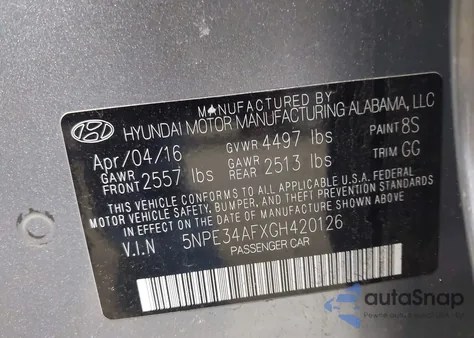 2016 Hyundai Sonata Limited z USA, uszkodzony, nr VIN 5NPE34AFXGH420126